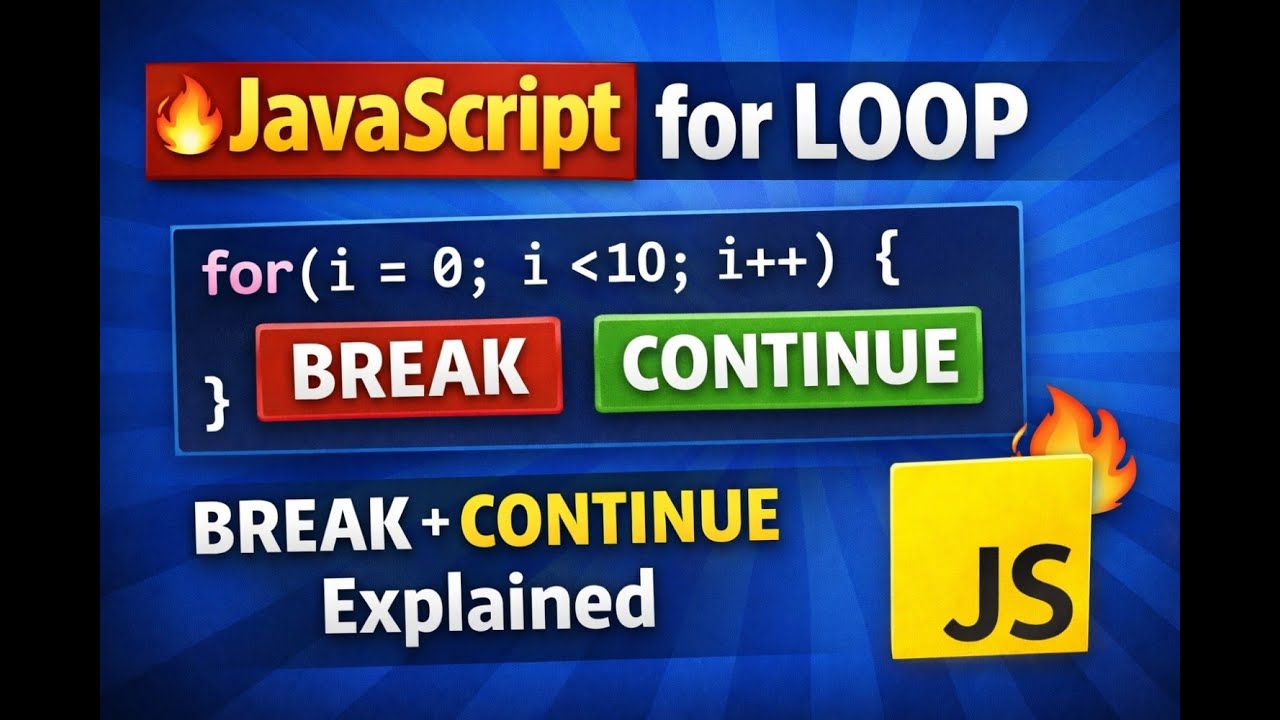 JavaScript Loops Explained | for loop, break, continue  Easy Hindi/English#video #coding #javascript