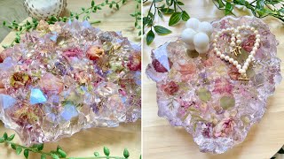 Beautiful Crystal Resin Tray With Flowers
