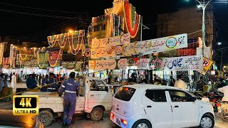 🇵🇰 Raja Bazar Rawalpindi | 11 Rabi ul Awwal Night Walk | Eid Milad un Nabi 2025 Lighting 🌙✨