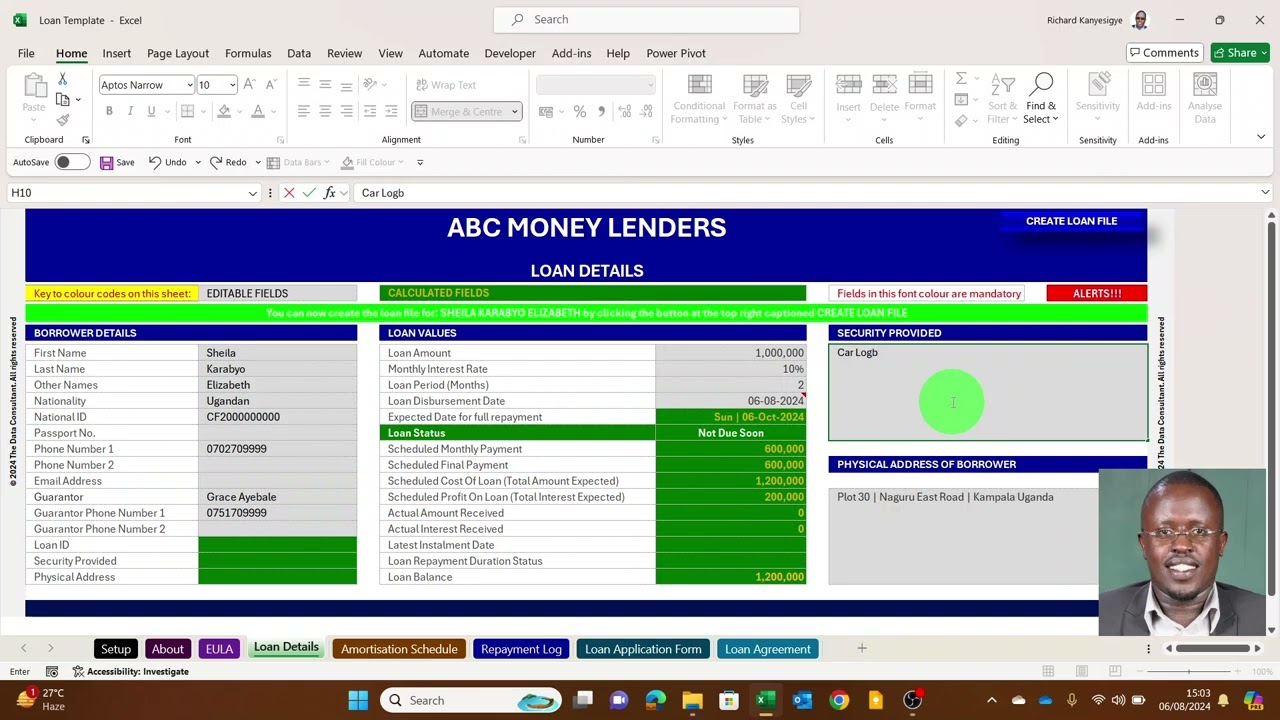 How to use the Loan Management Tool designed in Microsoft Excel.