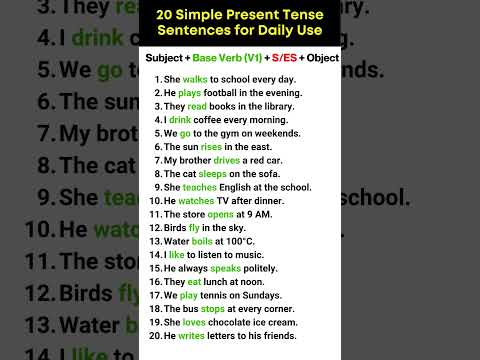 Simple Present tense | 20 Simple Present Tense Sentences for Daily Use.#english #tenses #shorts