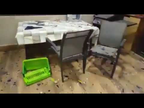 The damage that happened one of Palestinian homes after being attacked by Israeli settlers