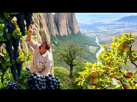 Nomadic life in the Oak Mountains | An exciting journey to harvest grapes 🍇 and wild apples Dena