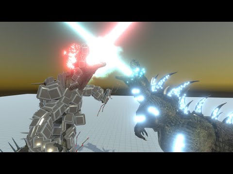 ATOMIC MECHA GODZILLA VS SKELETON GODZILLA EPIC BATTLES - ANIMAL REVOLT BATTLE SIMULATORS