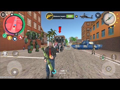 Rope Hero: Vice Town (Mutant Man Fight Car Robot with RPG) Stone Man vs Tank - Android Gameplay HD
