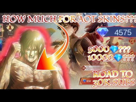 HOW MUCH 💎/DIAMONDS FOR ATTACK ON TITAN SKINS IN MLBB X AOT GACHA DRAWS EVENT 2025 | MLBB