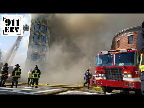 Boston Fire Department Battling Stubborn & Smoky 6+ Alarm Fire in Dorchester