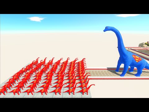 SUPERMAN BRACHIOSAURUS GIANT vs 999 FLASH BRACHIOSAURUS DEATH FALL - Animal Revolt Battle Simulator