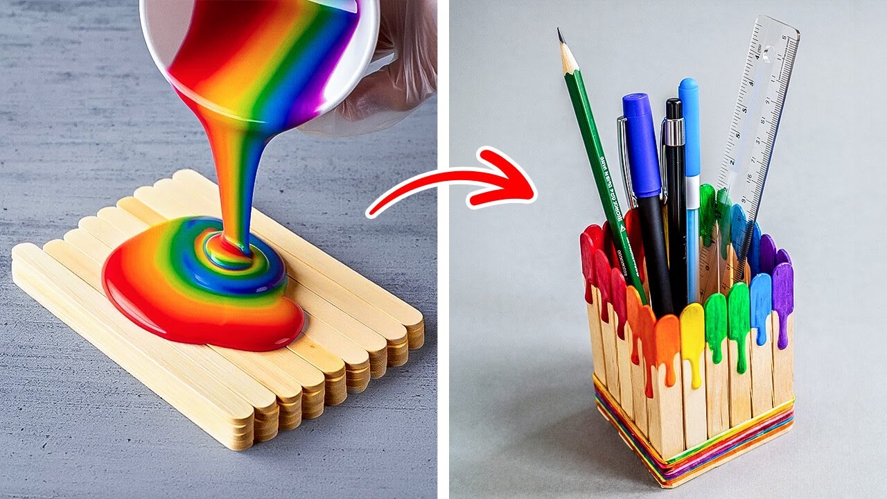 🌈 MAKE RAINBOW SCHOOL SUPPLIES ✏️ Fun DIY Back to School Crafts 💫