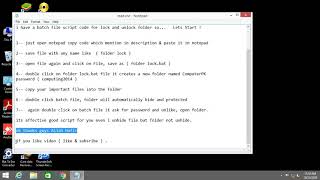 how to lock and unlock (hide or unhide) folder using batch file.