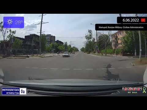 Driving through Mariupol (Ukraine under Russian occupation) 6.06.2022 Timelapse x4