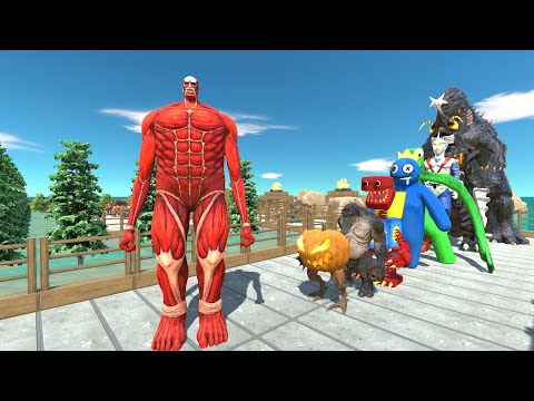 Colossal Titan vs Gojira PYRAMID DEATH RUN - Animal Revolt Battle Simulator