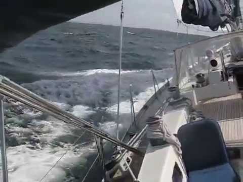 Cool sailing Swan 57 Deep Blue  9 knots in Norwegian waters heading for Caribbean