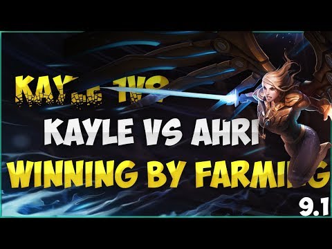 kayle 1v9 | winning by farming | Kayle MID vs Ahri 9.1