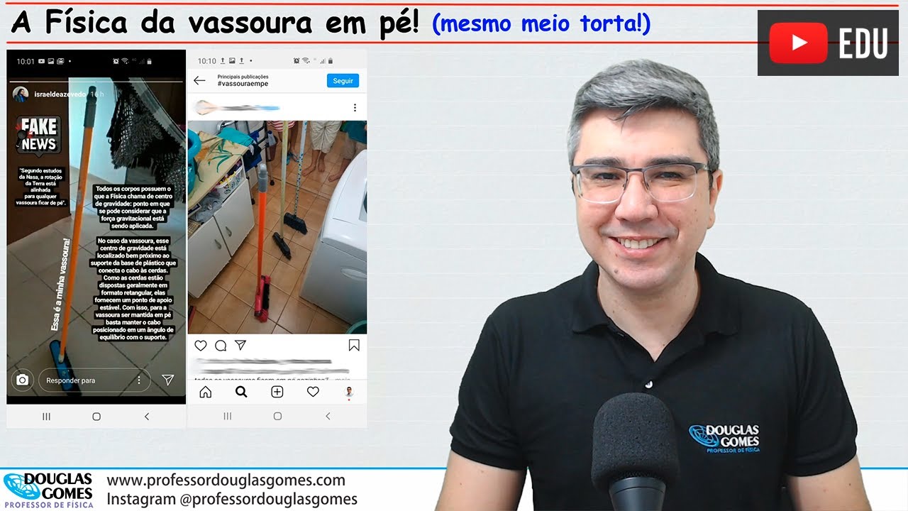 Física da vassoura em pé, mesmo inclinada | Física do cotidiano