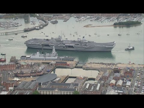 Britain's largest-ever warship arrives in Portsmouth