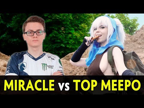Miracle vs Top-5 Meepo Dotabuff Sanya — insane Megacreeps battle