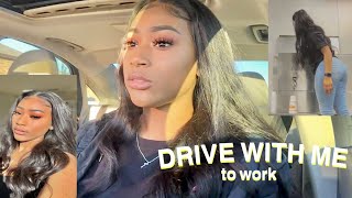 DRIVE WITH ME .. to work!! MY FIRST REAL JOB 17♡ (mini vlog)