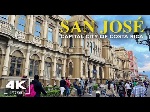 SAN JOSÉ, capital da Costa Rica | Passeio a pé 4K pela Costa Rica2022 | Vídeo de viagens com sons da cidade