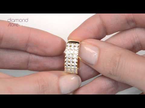 N4490 - 3 Row Diamond 1.50ct And 18K Gold Half Eternity Ring
