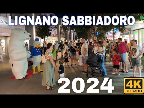 Lignano Sabbiadoro,  Italy  || Summer Walking Tour 4K UHD
