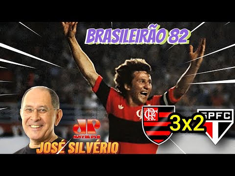 Flamengo 3 x 2 São Paulo. Commentary by José Silvério. Brazilian Championship 82.
