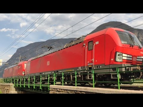 Treno merci intermodale direzione Brennero con doppia di Vectron DB cargo