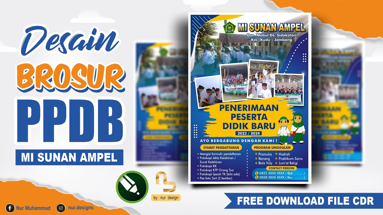 BROSUR PPDB 2023 / 2024 - GRATIS FILE CORELDRAW || Nur Designs