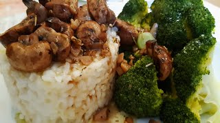 BRÓCOLI con CHAMPIÑONES Portobello y ARROZ 🥦🥦