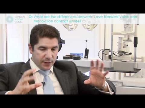 What are the differences between Laser Blended Vision and monovision contact lenses?