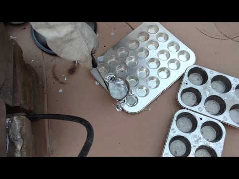 Melting wheel weights into lead cupcakes