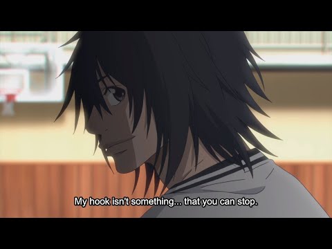 Mokichi challenges Takashi he can't stop his hook shot!! :)