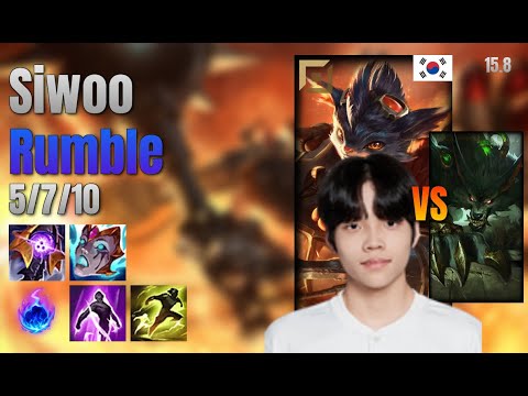 Siwoo Top Rumble vs Warwick lol KR solo rank Full Game 15.8 | 시우 럼블 vs 워윅