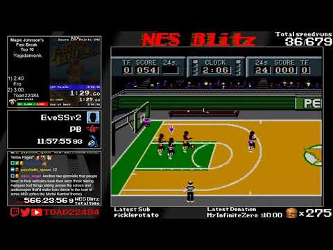 NES Blitz | Game #37 | Magic Johnson's Fast Break | Goal: PB | Final time: 2:57