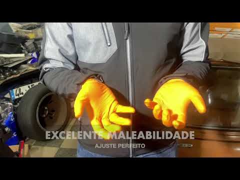 VIDEO - Luvas descartaveis de nitrilo high grip laranja