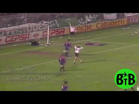 Gol de Quique Setién al Barça con el Racing de Santander