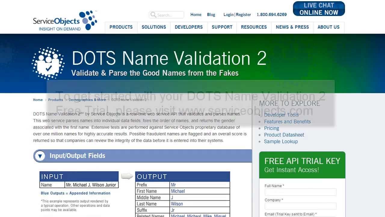 DOTS Name Validation | Service Objects