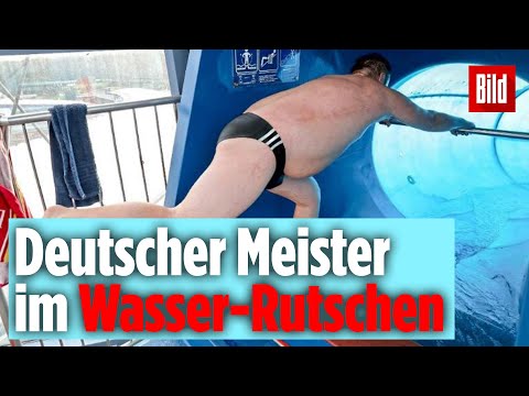 Dieser Mann rutscht schneller, als Wasser fließt