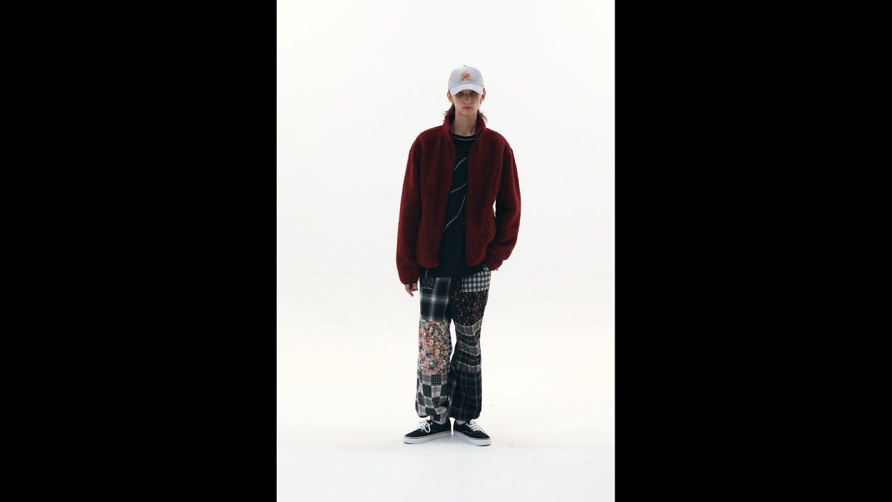 [UNALLOYED] PATCHWORK FLEECE JACKET / WINE & FLOWER CORDUROY BALLCAP / GREY