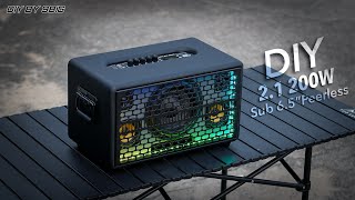 DIY Bluetooth speaker 2.1 200W With RGB light ประกอบลำโพงบลูทูธDiy Sub Peerless 6.5นิ้ว