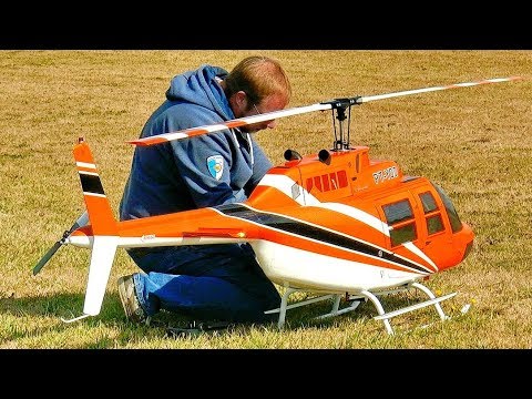 HUGE RC SCALE MODEL ELECTRIC HELICOPTER BELL-206 JETRANGER FLIGHT DEMONSTRATION