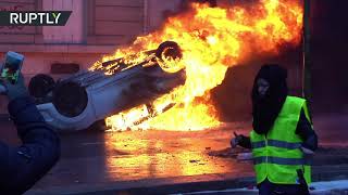 Paris in flames during Yellow Vest protests