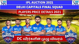 Delhi capitals final squad 2021 | Delhi capitals players price details 2021 | DC  full squad 2021 |