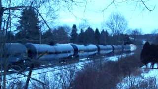 preview picture of video 'Buffalo & Pittsburgh Railroad along Broad Street in Brockway, PA January 2010'