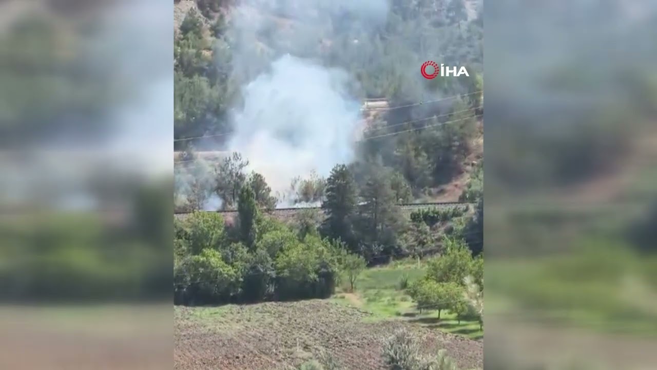 Tren raylarında çıkan yangın büyümeden söndürüldü