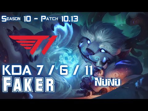 T1 Faker NUNU vs CORKI Mid - Patch 10.13 KR Ranked