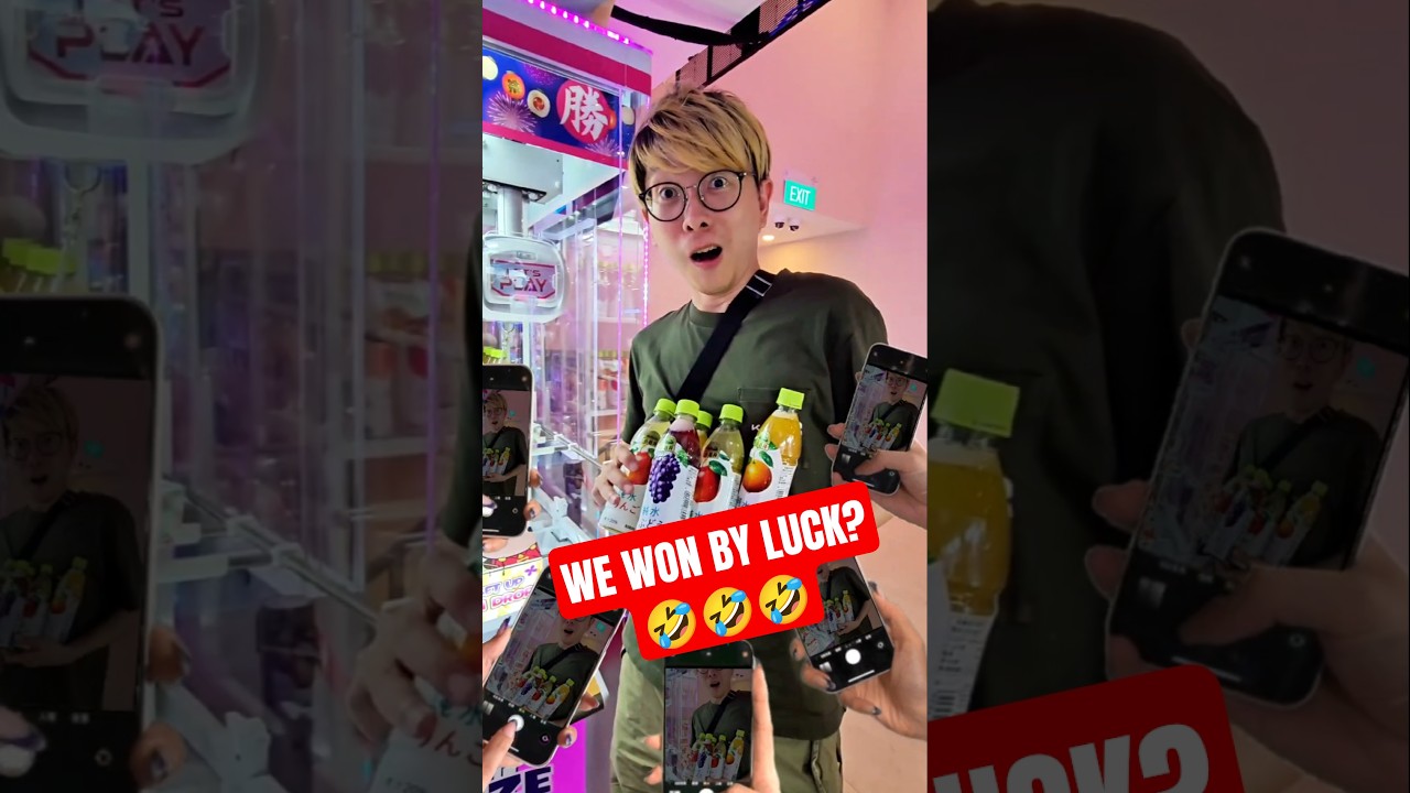 😭🥤WAIT… we broke the claw machine just to get drinks?!  #ClawMachine #Arcade #Singapore #ufoキャッチャー