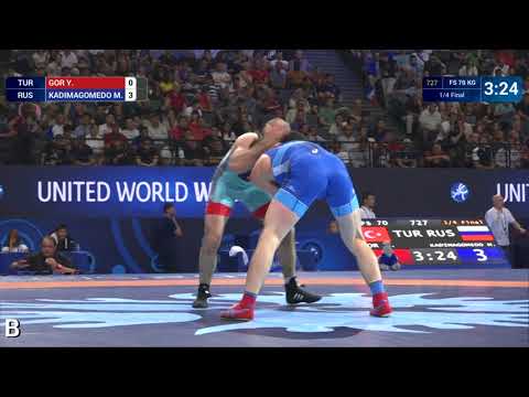1/4 FS - 70 kg: Y. GOR (TUR) df. M. KADIMAGOMEDO (RUS) by VPO1, 6-5