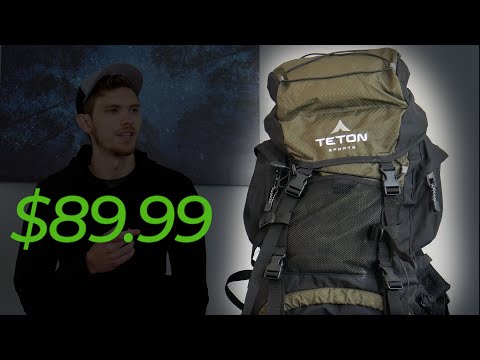 Teton 55L Scout Internal Frame Backpack for Hiking, Camping, Backpacking, Travel, Rain Cover Included, Black video review thumbnail