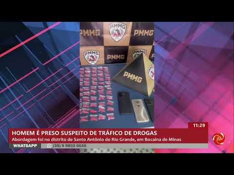 Preso por tráfico de drogas em distrito de Bocaina de Minas